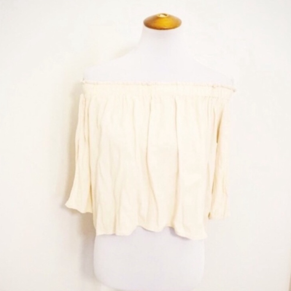 Astr blush pink off shoulder top m